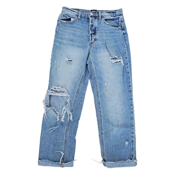 UO BDG high waist slim straight jeans light wash distressed size 27 - Picture 5 of 14